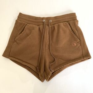 Champion Shorts Women M Reverse Weave Sweatshorts Brown Soft Fleece Athleisure